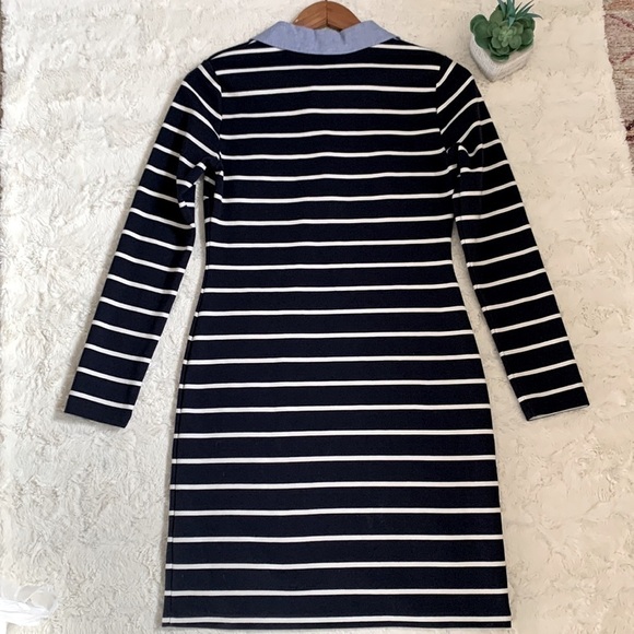 𝅺TOMMY Hilfiger navy/white striped chambray collar crest patch shirt dress - Picture 6 of 11